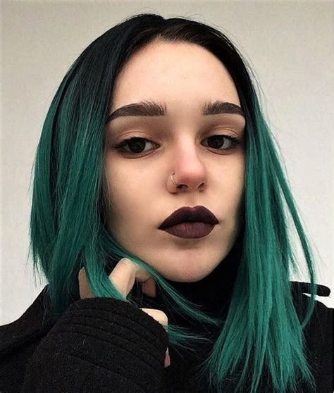 Lime crime sea witch on brunette hair